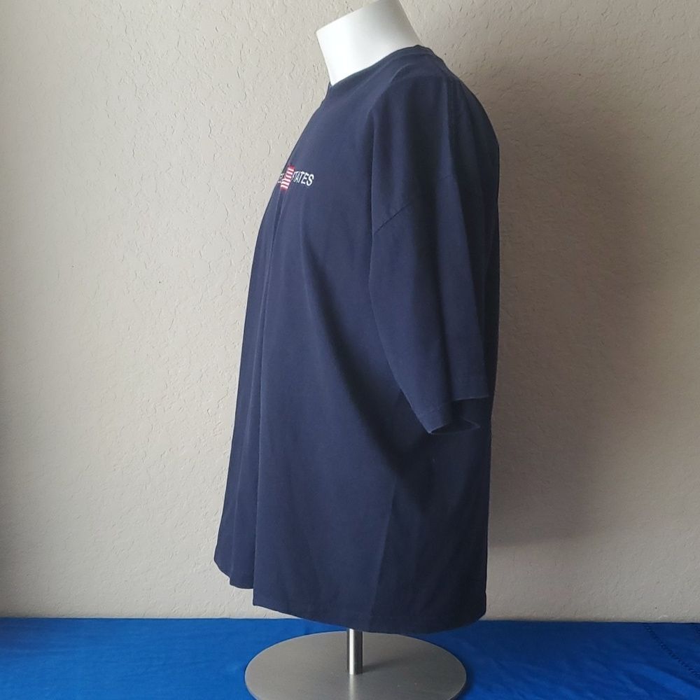 VTG Old Varsity Brand United States Flag Shirt XXL Blue Embroidered Patriotic - Picture 7 of 12